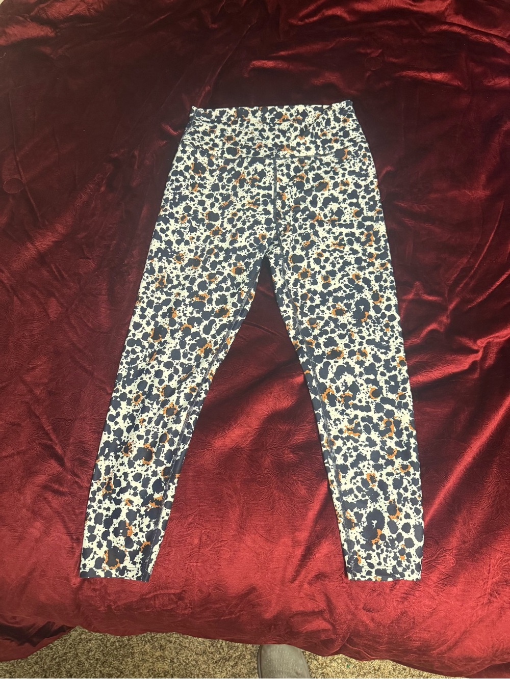 Sage Navy, White & Brown Floral-Print Leggings